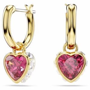 Swarowski 5684760 Chroma Drop-Ohrhänger Herz, Rot, 18K Goldbeschichtet