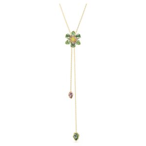 Swarowski 5717158 Idyllia Y-Anhänger Verschiedene Schliffe, Blume, Mehrfarbig, 18K Goldbeschichtet