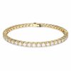 Swarovski 5657664 Matrix Tennis Armband Rundschliff, Weiß, 18K Goldbeschichtet