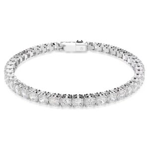 Swarovski 5724480 Matrix Tennis Armband Rundschliff, Weiß, Rhodiniert